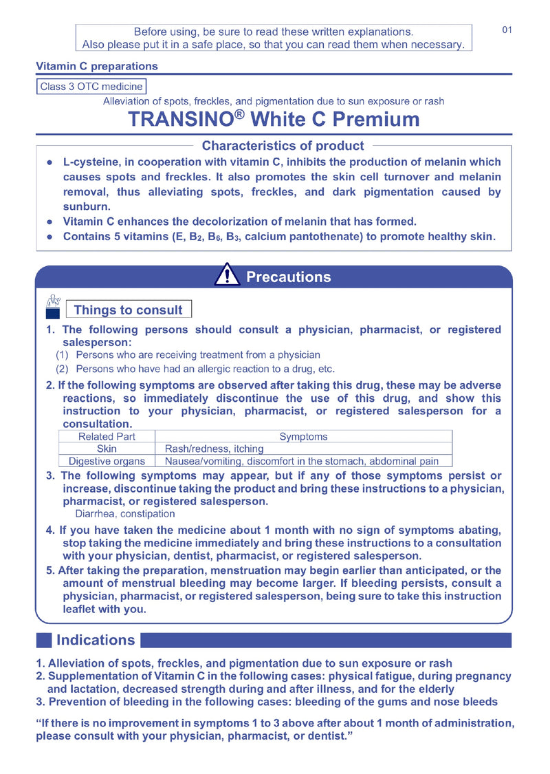 Viên Uống Hỗ Trợ Sáng Da , Trị Nám TRANSINO White C Premium