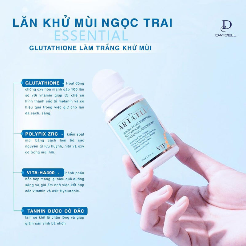 Lăn Khử Mùi Sáng Da The Artcell Aurora Pearl Essential Glutathione Whitening Deodorant