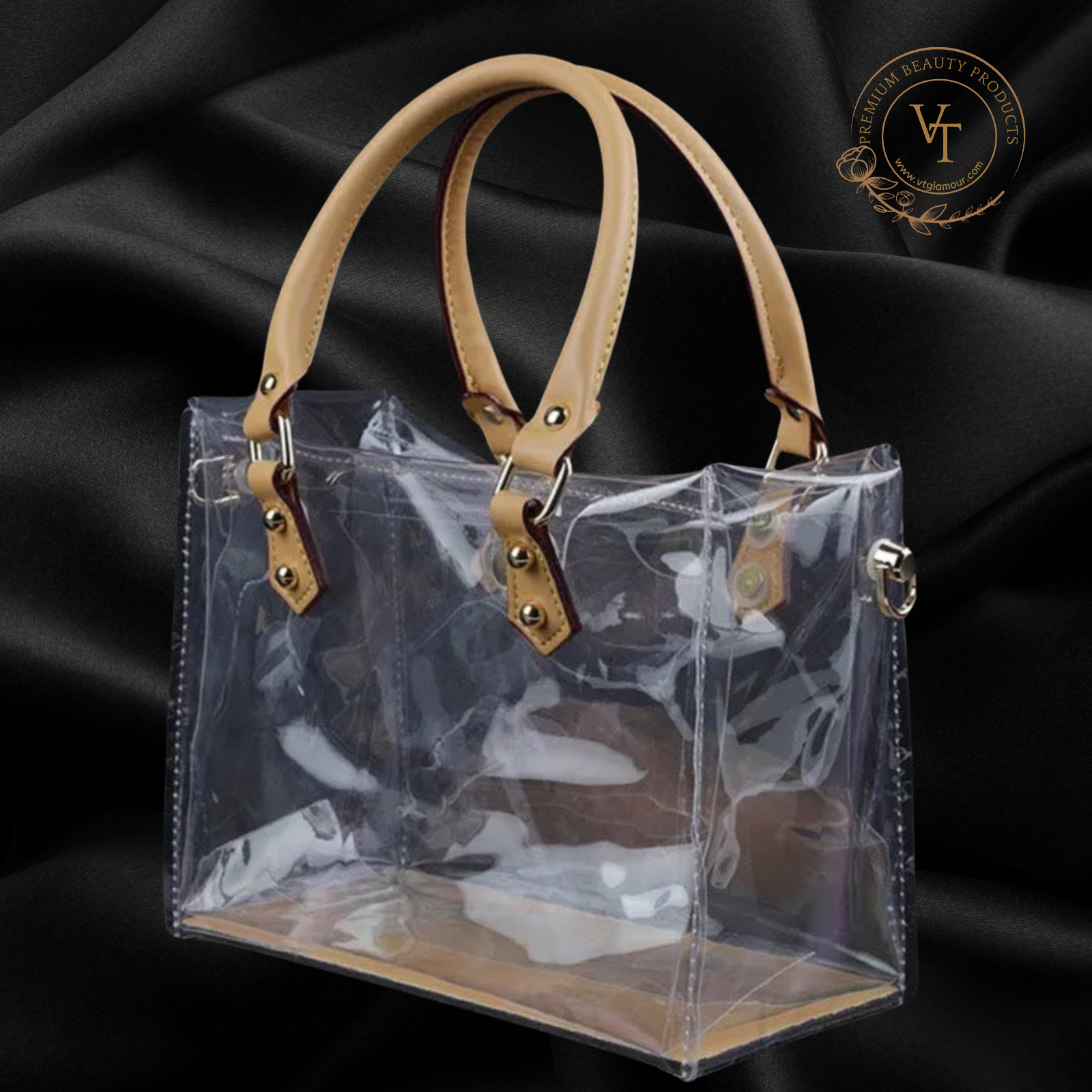 Custom Handmade PVC Bag Accessories Set for DIY Women’s Handbag – Clear Tote Bag with Leather Straps