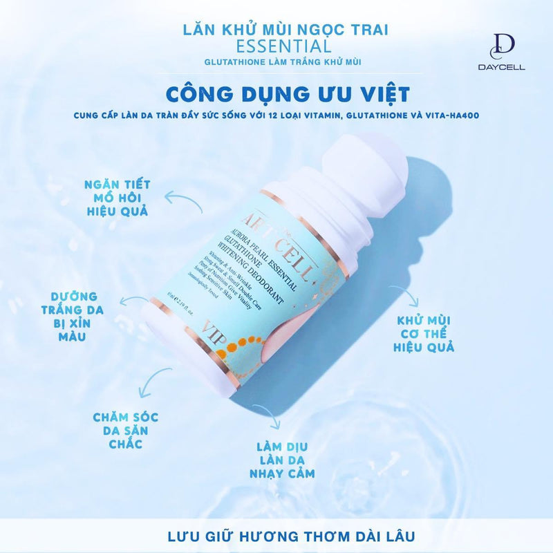 Lăn Khử Mùi Sáng Da The Artcell Aurora Pearl Essential Glutathione Whitening Deodorant