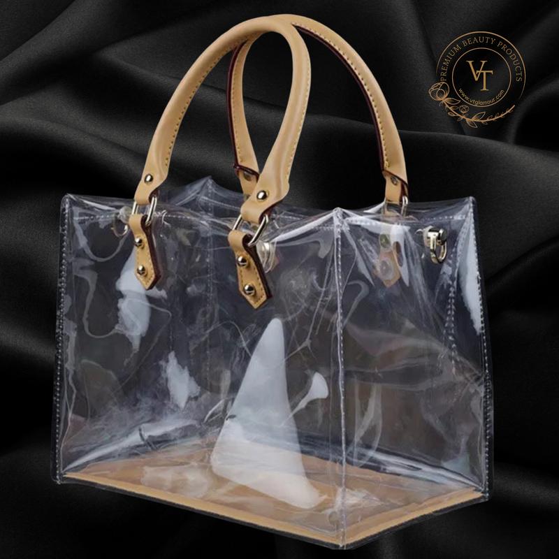 Custom Handmade PVC Bag Accessories Set for DIY Women’s Handbag – Clear Tote Bag with Leather Straps