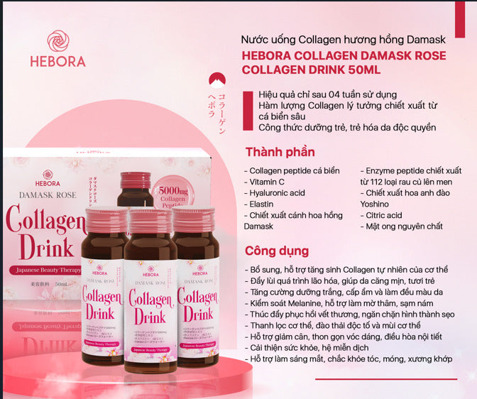 Nước Uống Hebora Damask Rose Collage Drink Dạng Chai 50ml