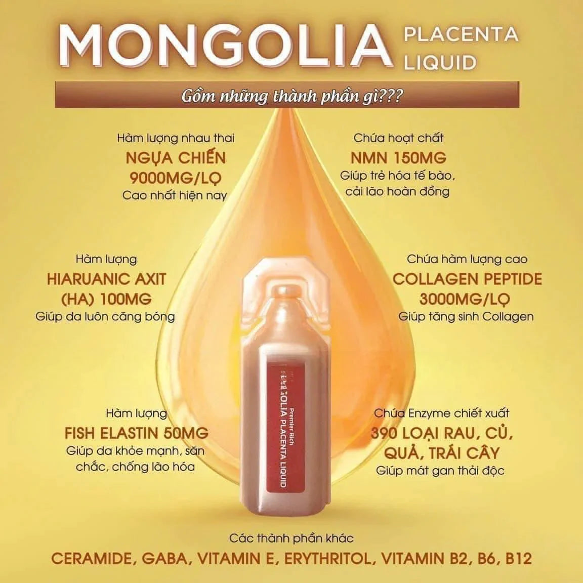 Nước Uống Nhau Thai Ngựa Mông Cổ Premier Rich Mongolia Placenta Liquid