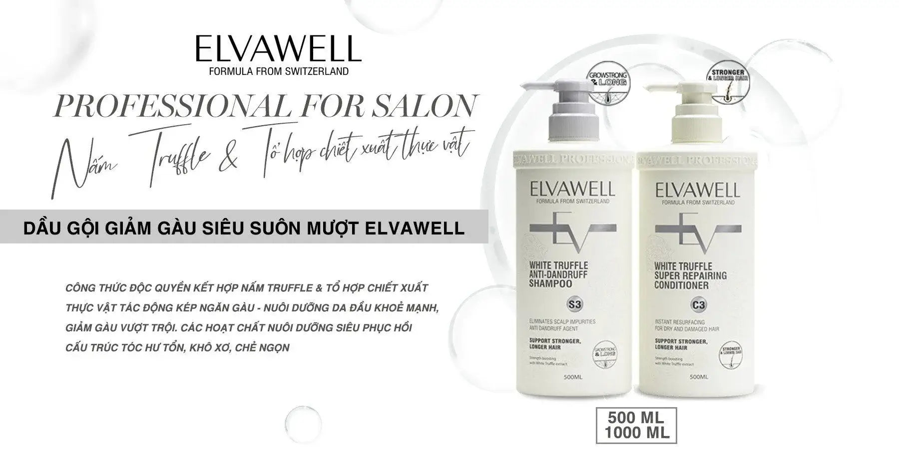 EVAWELL White Truffle Anti-Dandruff Shampoo Conditioner Set