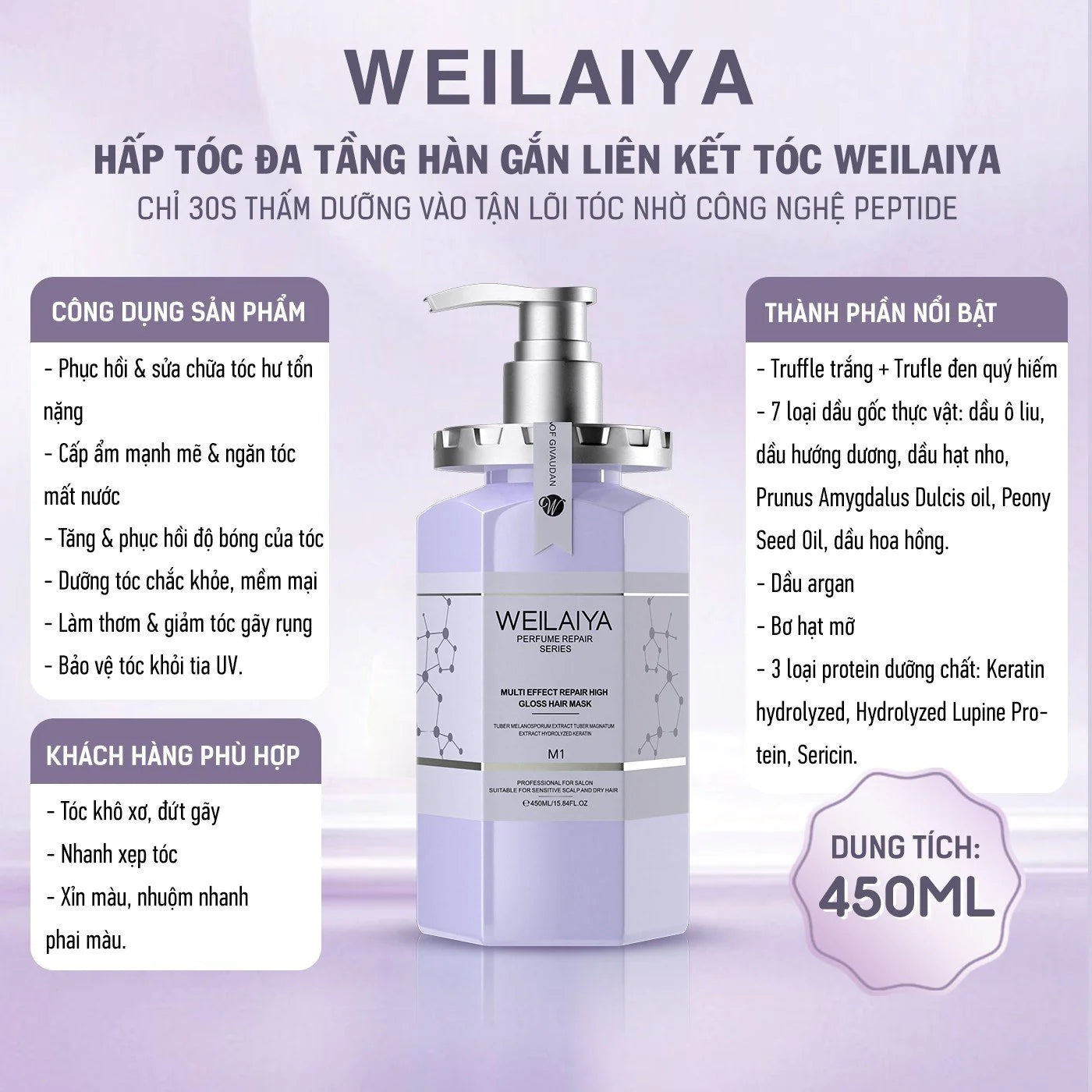 Dầu Hấp Phục Hồi Tóc Đa Tầng Weilaiya Perfume Repair Series