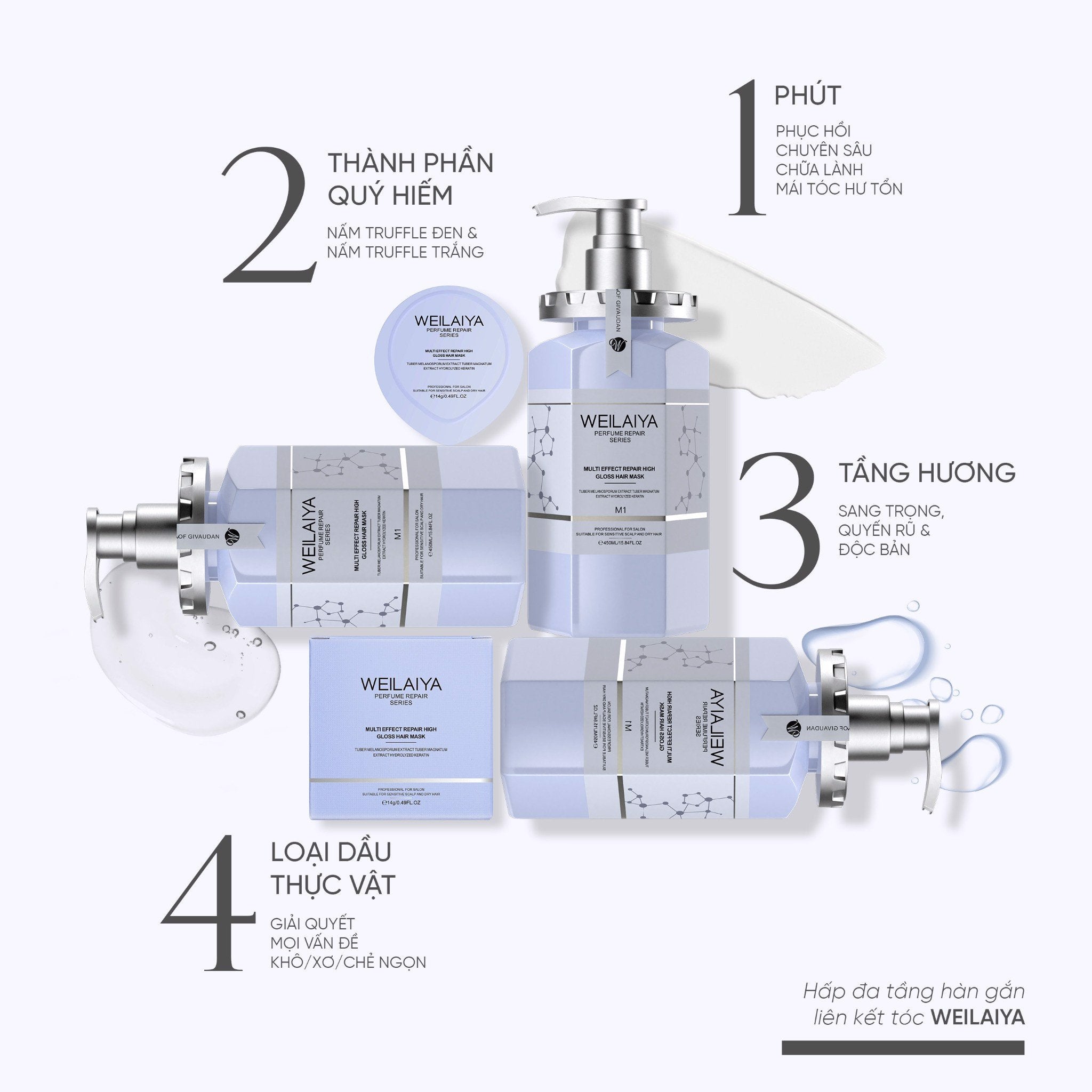 Dầu Hấp Phục Hồi Tóc Đa Tầng Weilaiya Perfume Repair Series