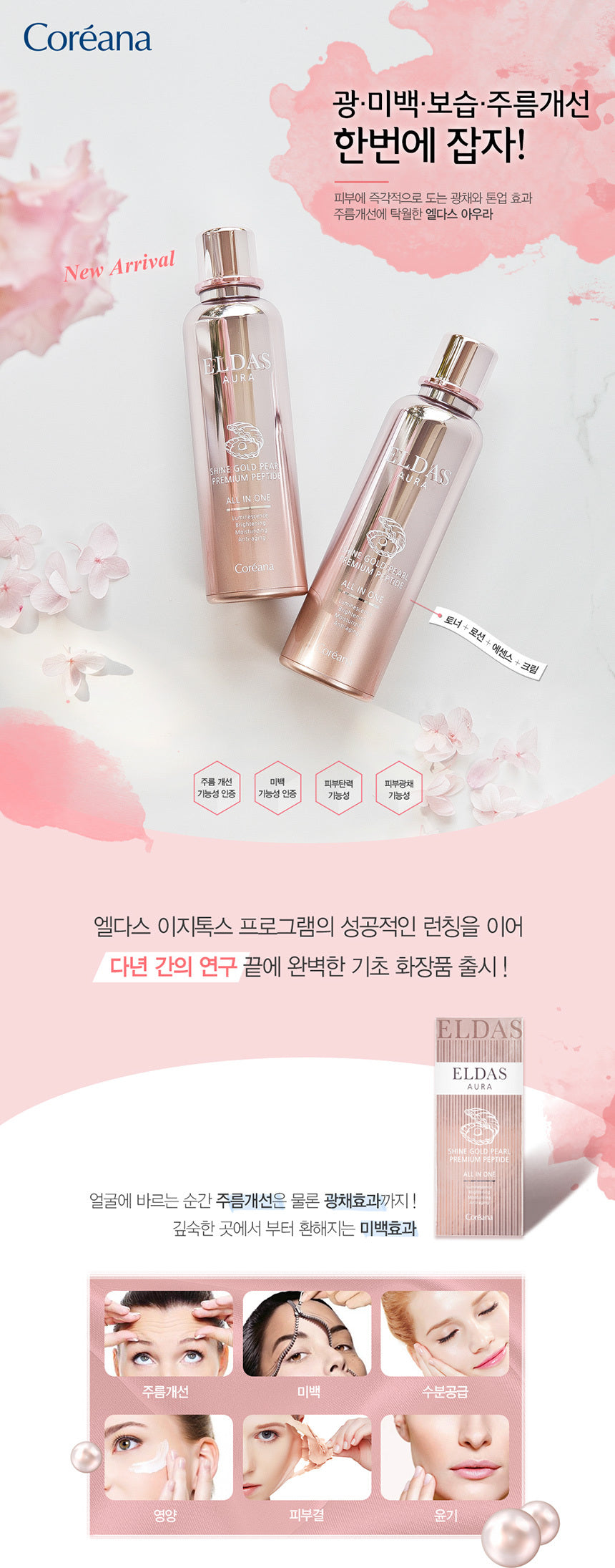 Tinh Chất Tế Bào Gốc Eldas Aura Shine Gold Pearl Premium Peptide All in One