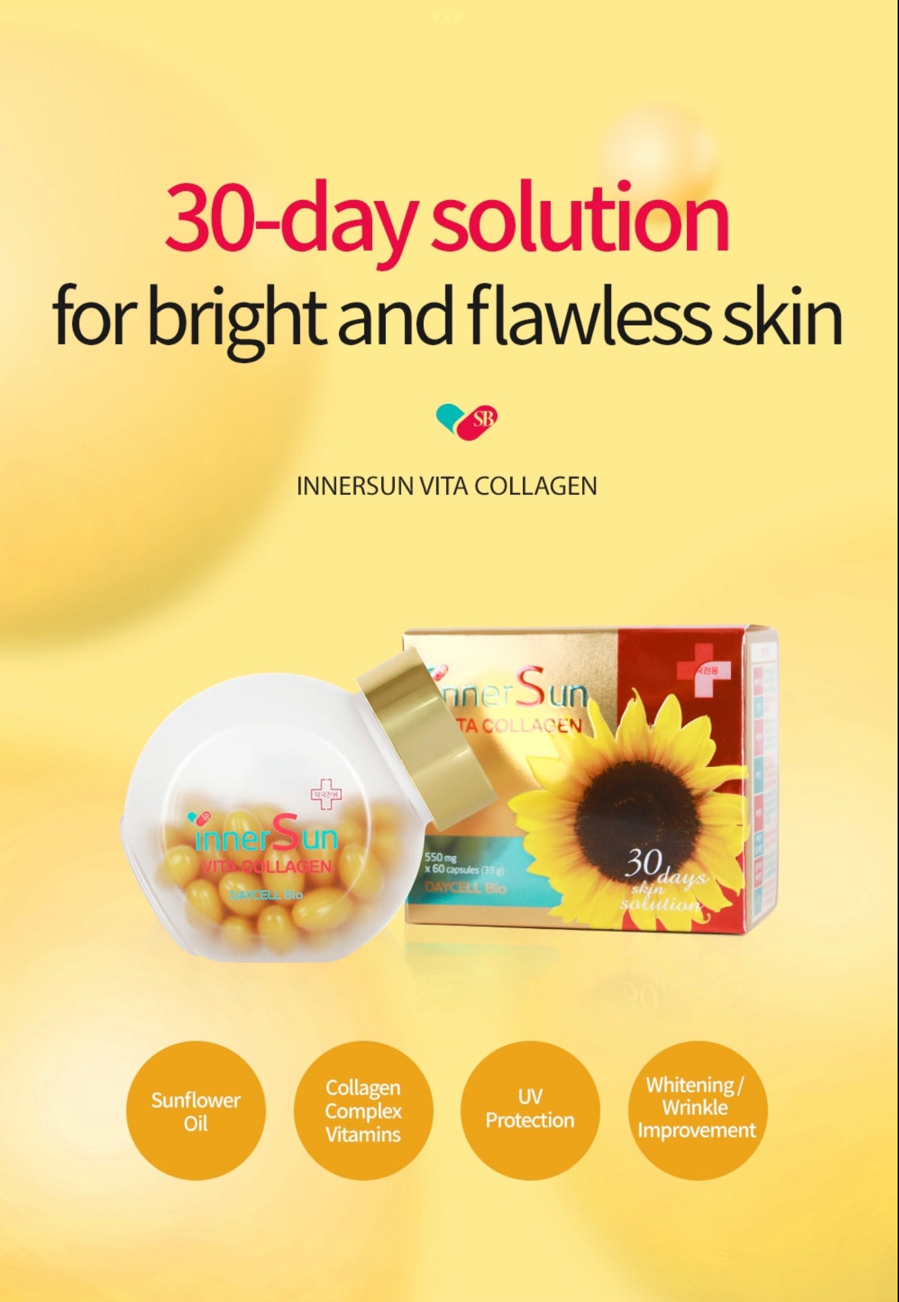 InnerSun Vita Collagen Supplements for suncare from inside of skin