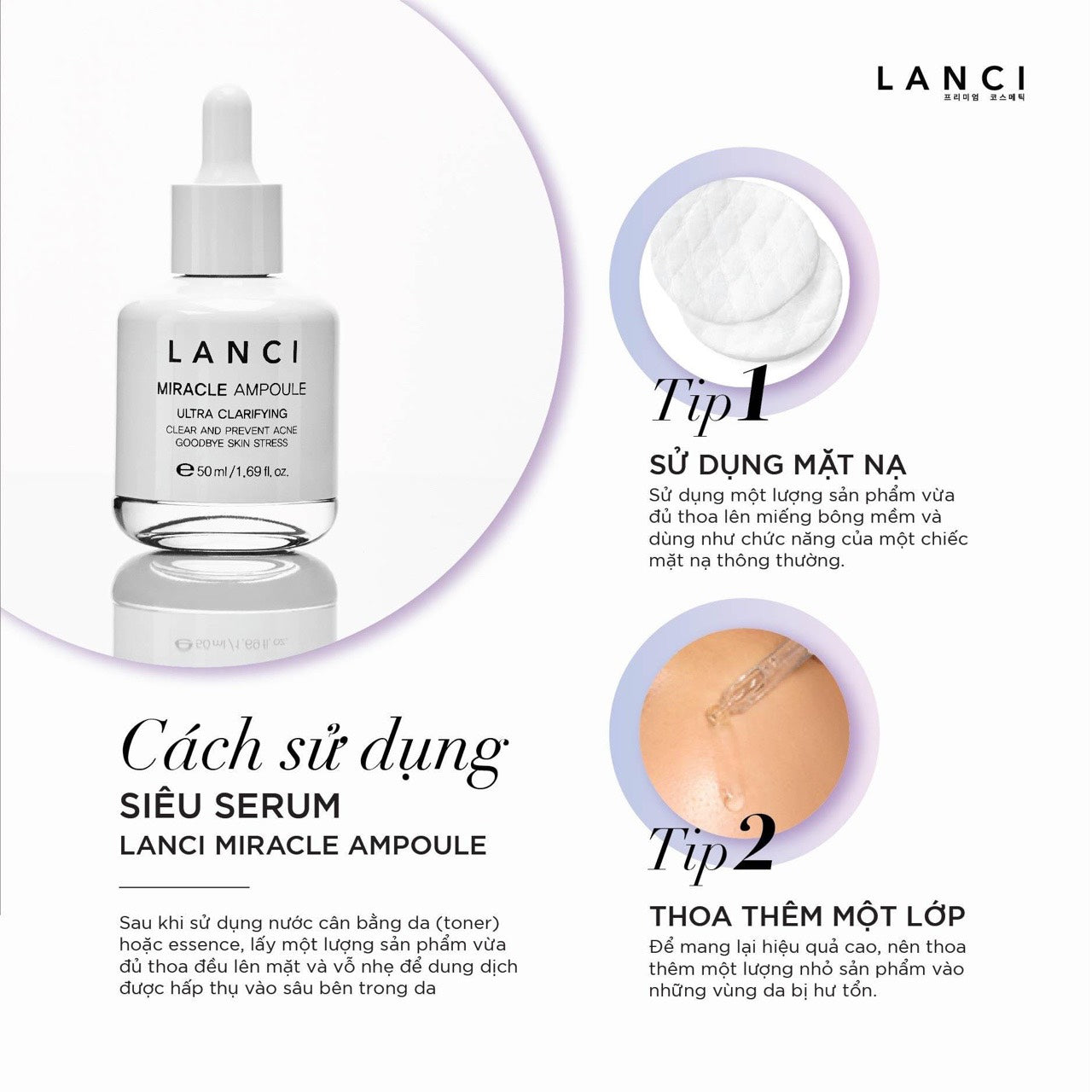 Siêu Serum Lanci Miracle Ampoule - Dưỡng ẩm, giúp làn da sáng khỏe đều màu