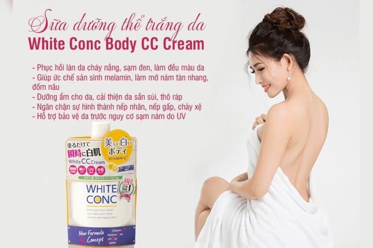 Sữa dưỡng thể trắng da White Conc Body CC Cream Nhật Bản túi 200gr