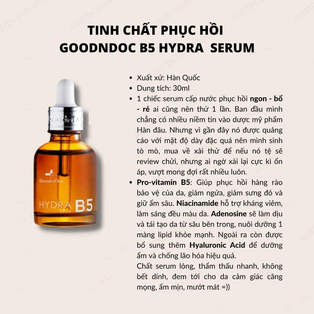 GoodnDoc Hydra B5 Serum Tinh Chất Cấp Nước và Phục Hồi Da