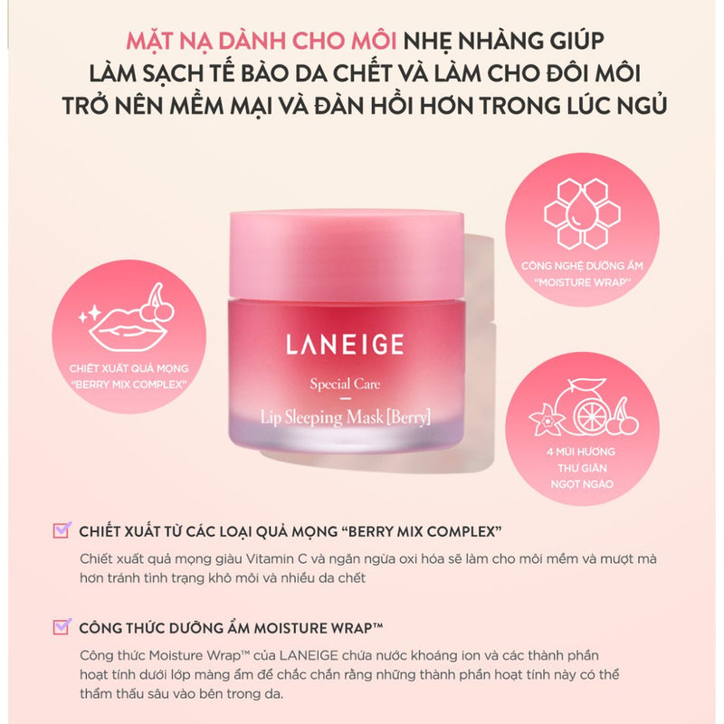 Mặt nạ ngủ môi Laneige, Set 4 hũ dưỡng môi Laneige 8g