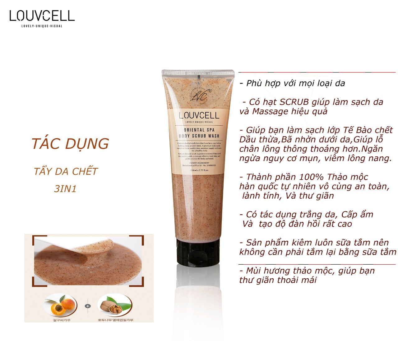 Tẩy Tế Bào Chết Toàn Thân LOUVCELL Orental Spa Body Scrub Wash