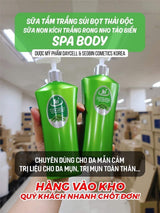 Cặp đôi SỮA TẮM TRẮNG DA TRỊ LIỆU SỦI BỌT THẢI ĐỘC + SỮA NON KÍCH TRẮNG RONG NHO TẢO BIỂN (2000ppb) SPA BODY