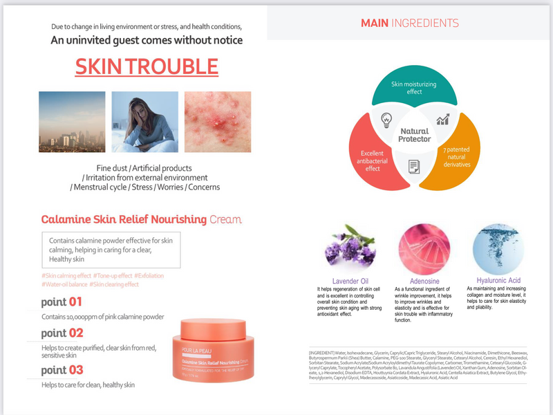 POUR LA PEAU Calamine Skin Relief Nourishing Cream for Skin Calming              50g / 1.76 oz - Vt Glamour