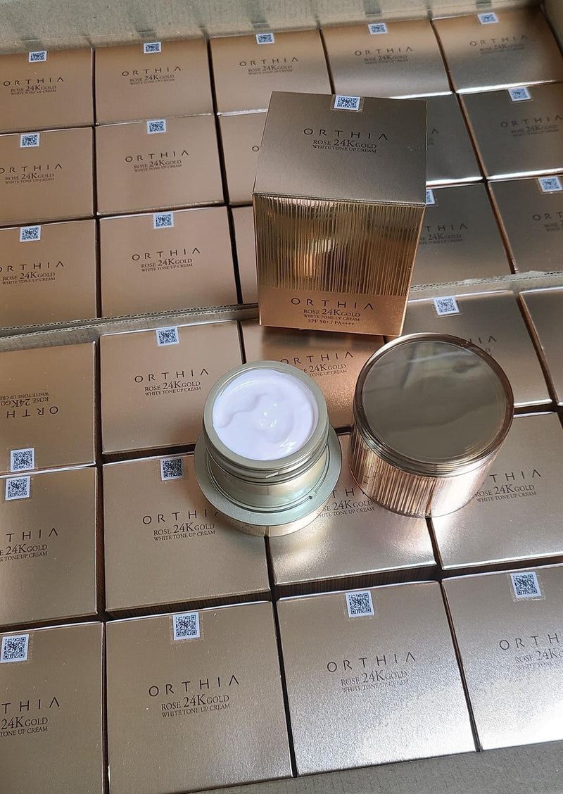 Kem Chống Nắng Nâng Tông Dưỡng Sáng Da ORTHIA Rose 24K Gold White Tone Up Cream