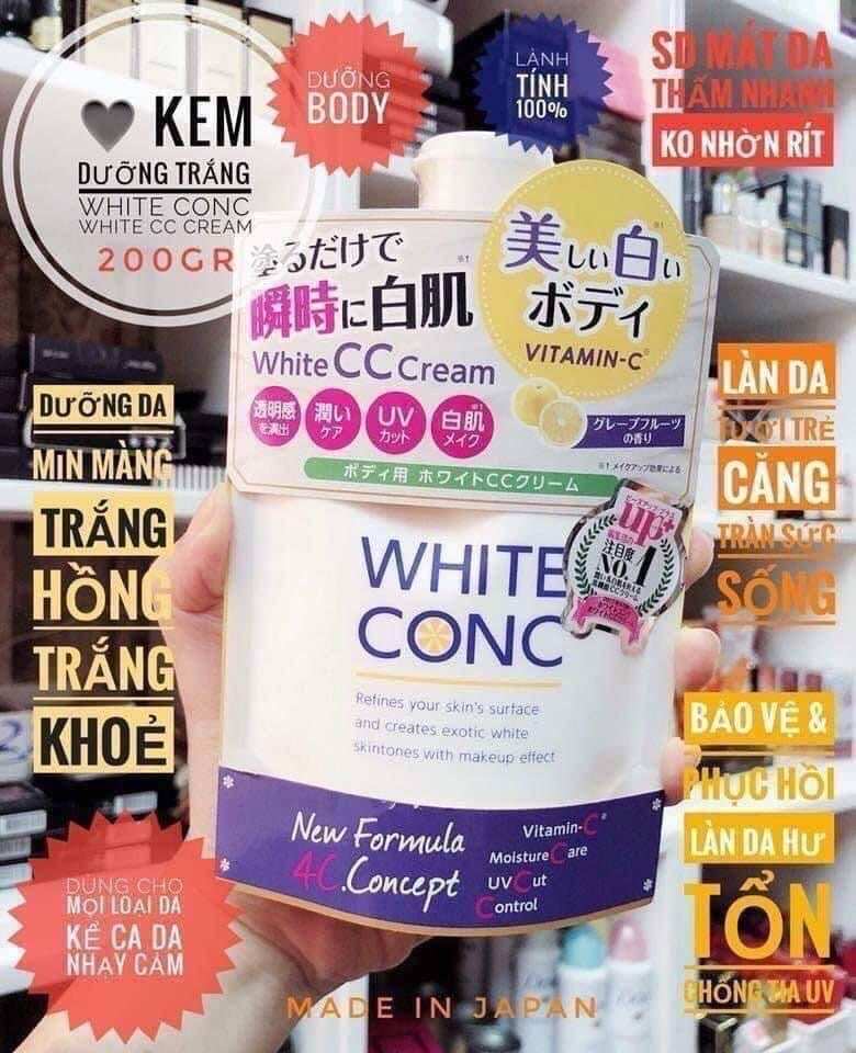 Sữa dưỡng thể trắng da White Conc Body CC Cream Nhật Bản túi 200gr