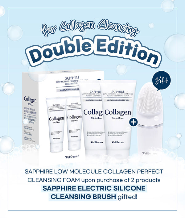 WELLDERMA Sapphire Low Molecule Collagen Cleansing Duo + Sapphire Electric Silicone Cleansing Brush 