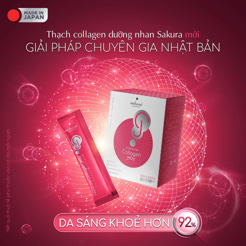 Collagen Jelly Sakura Premium - Collagen ăn liền dạng thạch vị đào Nhật Bản